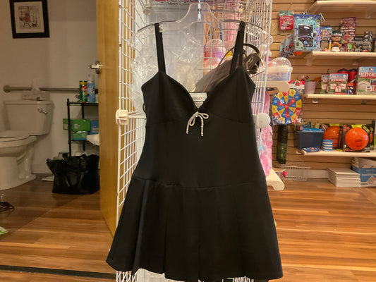 Cheryl kids black dress with rhinestone bow