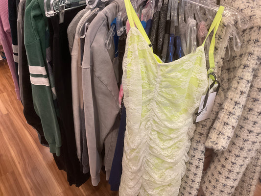 Katiej kids fluorescent yellow lace dress