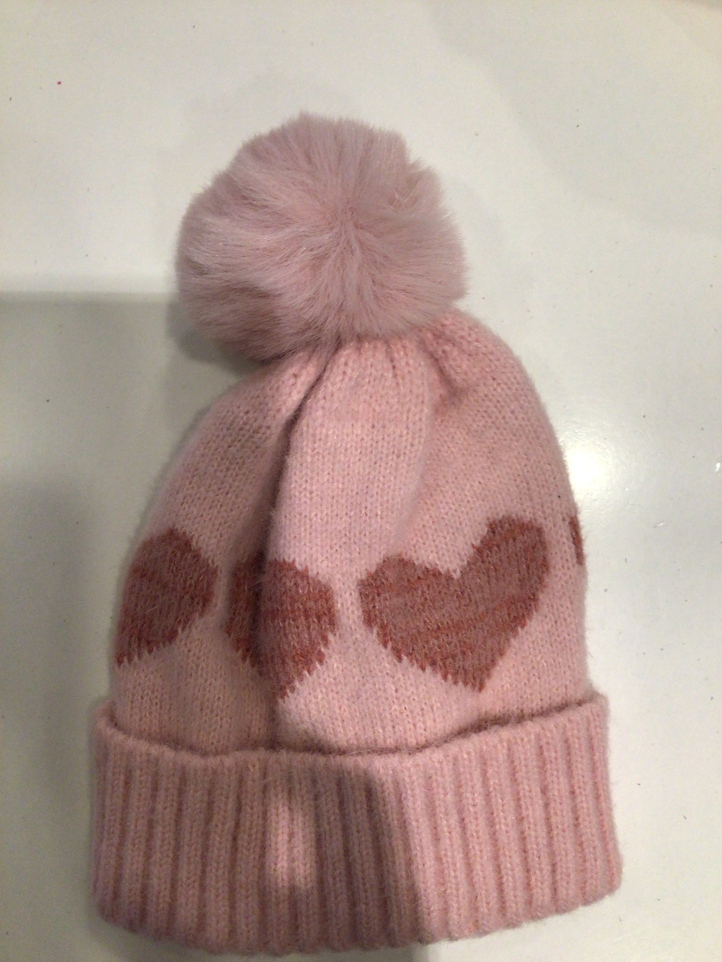 Heart Pom Pom baby hat