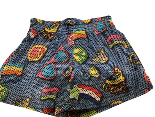 Dori mesh denim patch shorts