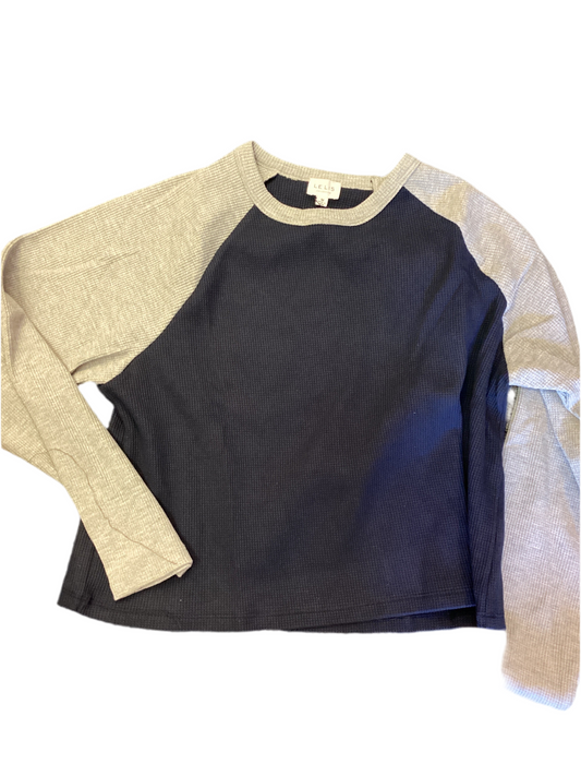 Navy/Grey waffle long sleeve shirt