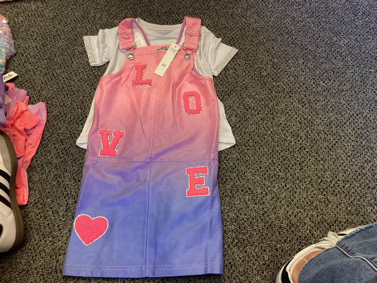 Mia overall dress w/white tee