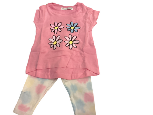 Little Mish tie dye flower tee & leggings
