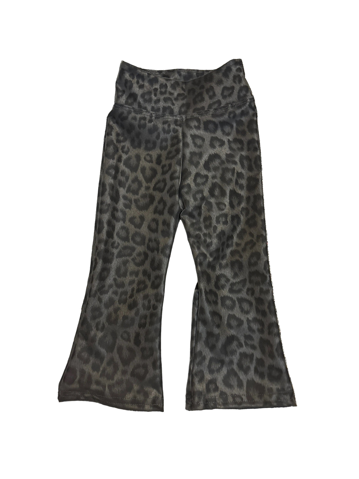 Black leopard pleather flare leggings