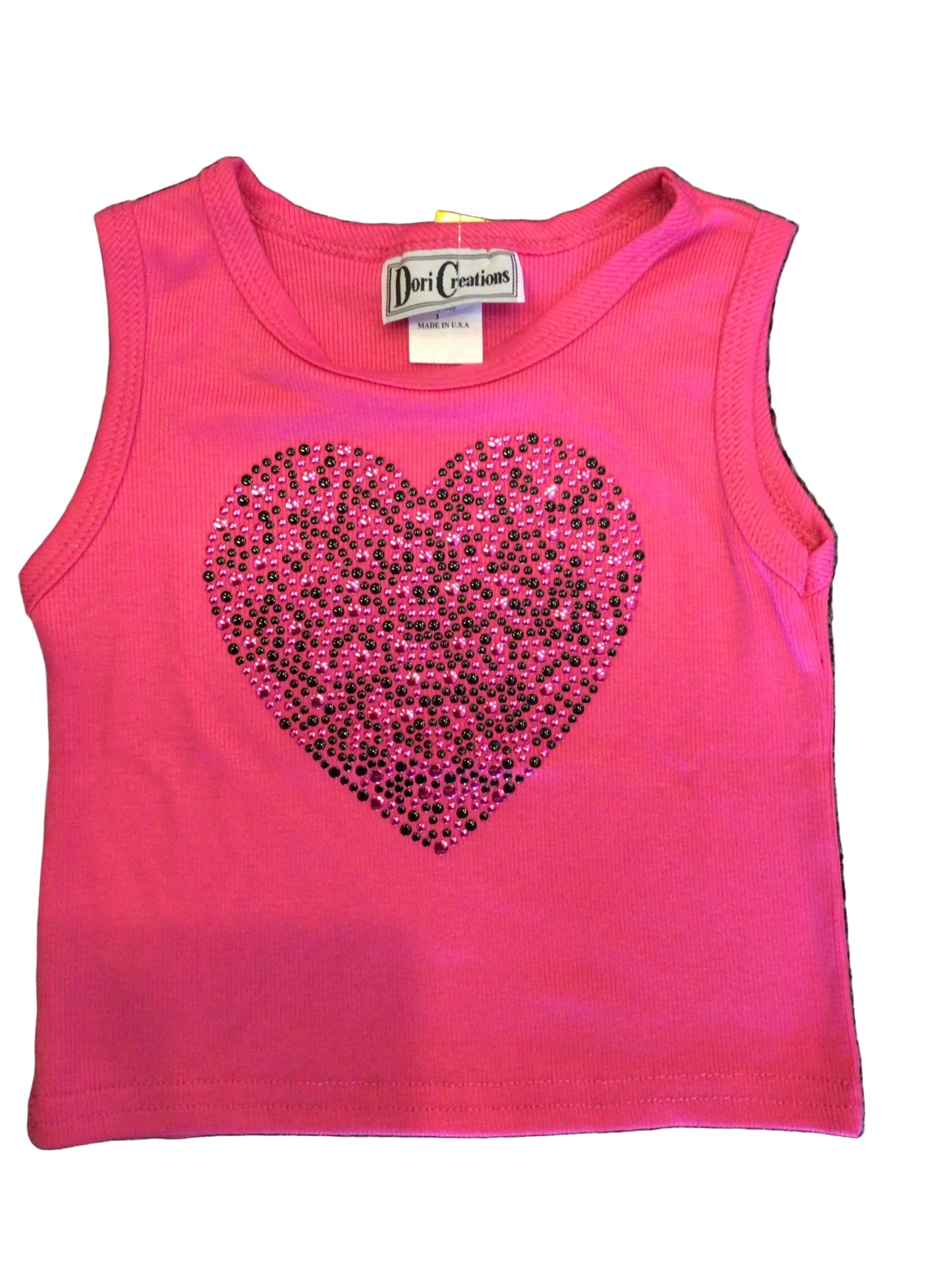 Dori Creations pink tank top with black heart