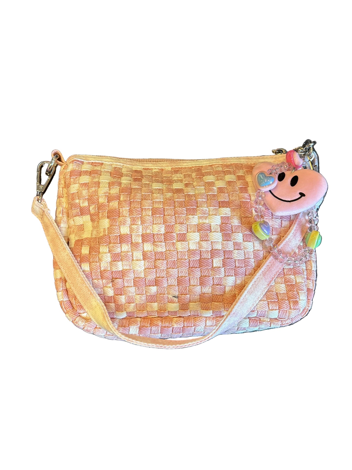 Denim weave rainbow charm link bag