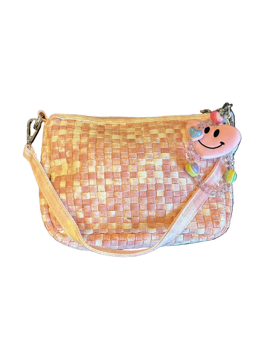 Denim weave rainbow charm link bag