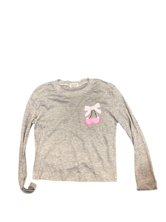 Firehouse grey bow and cherries long sleeve tshirt
