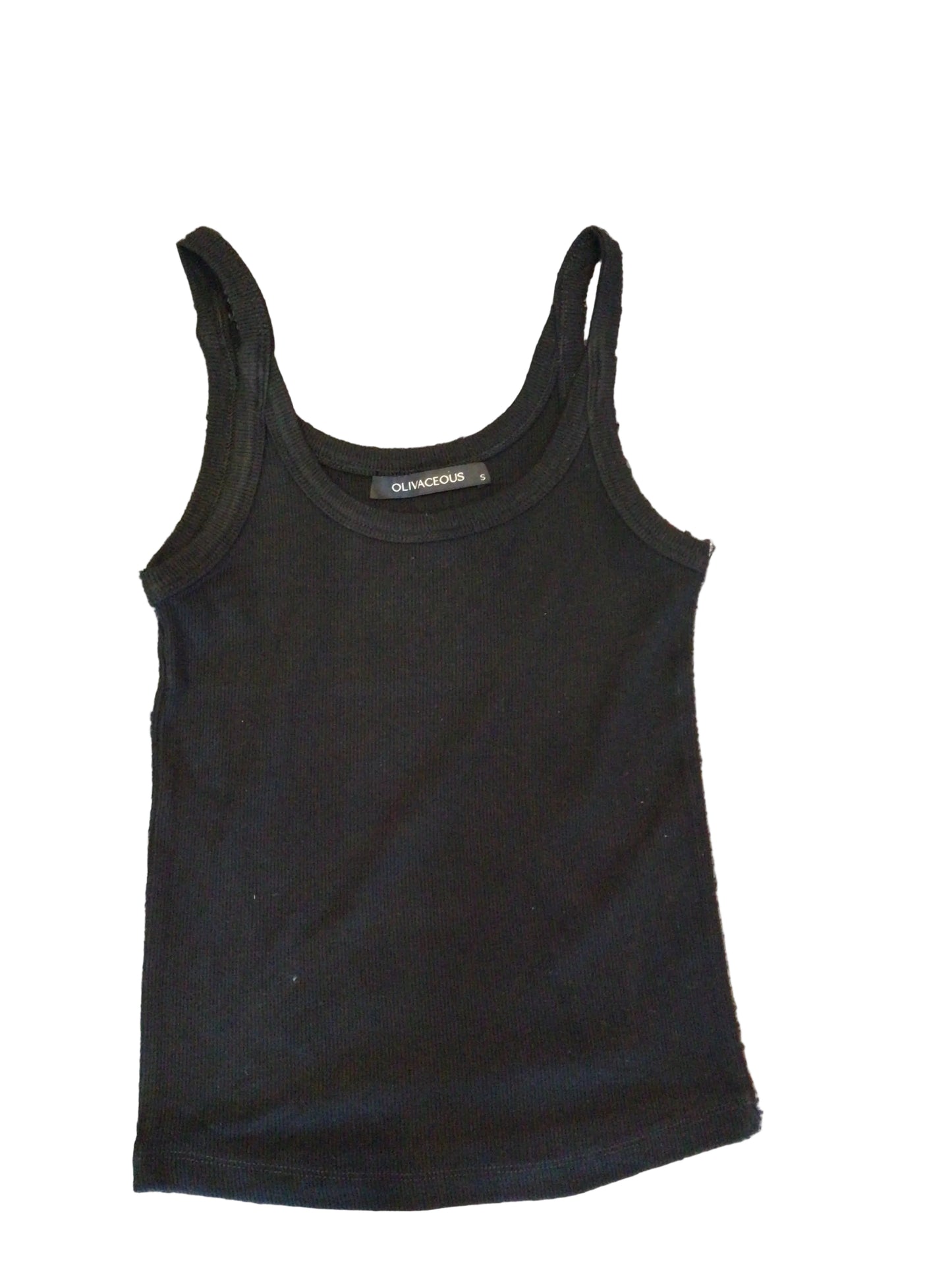Olivaceous solid ribbed tank top