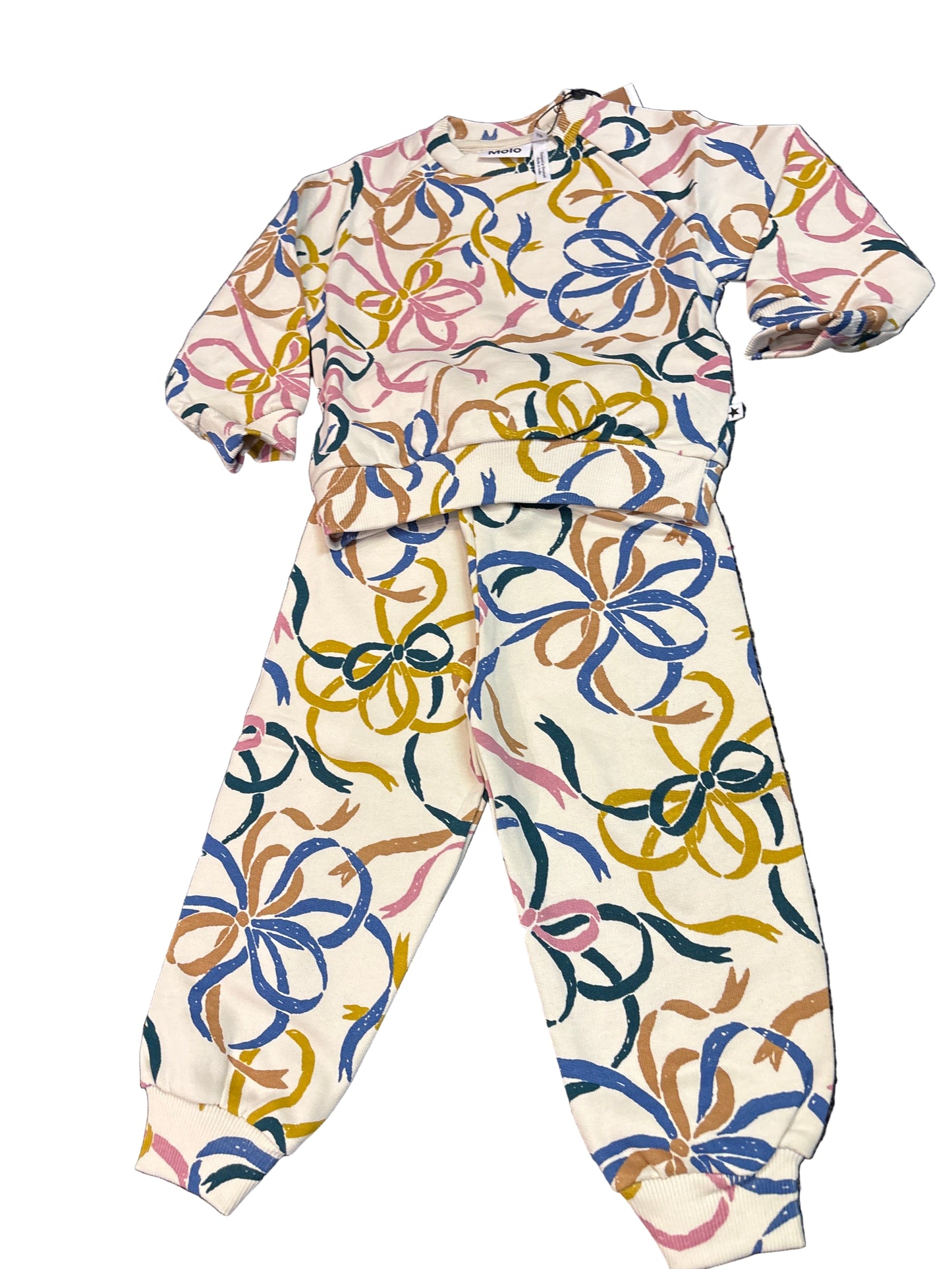 Cream 2 pc multi color bow