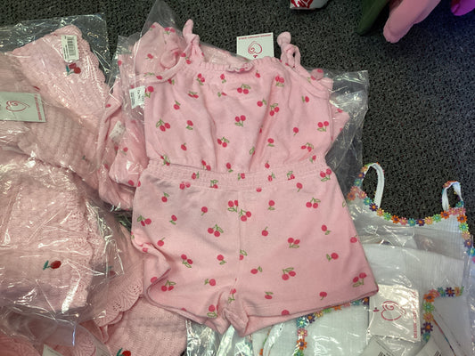 Design History pink cherry terry romper