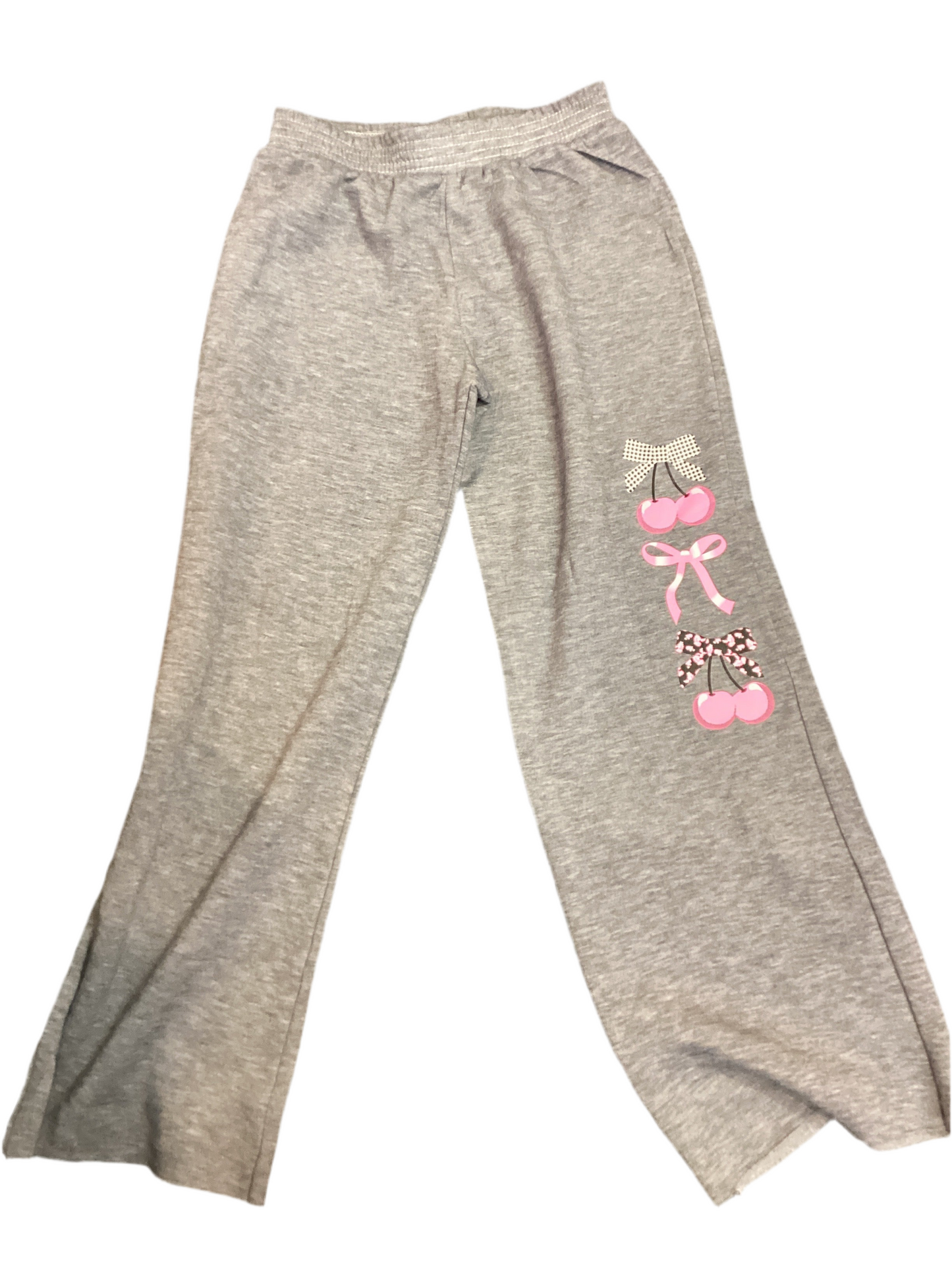 Firehouse grey bows and cherries wide leg pant