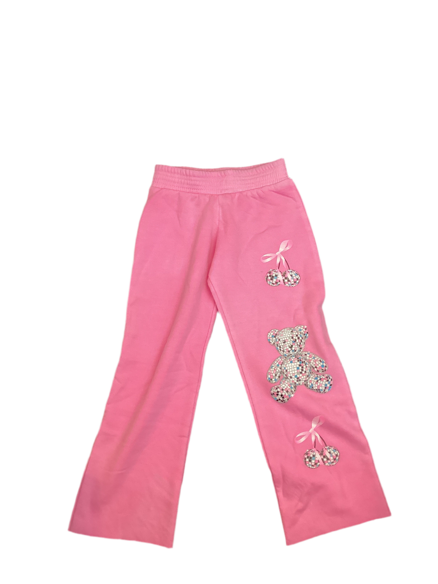 Firehouse pink disco teddy wide leg pant