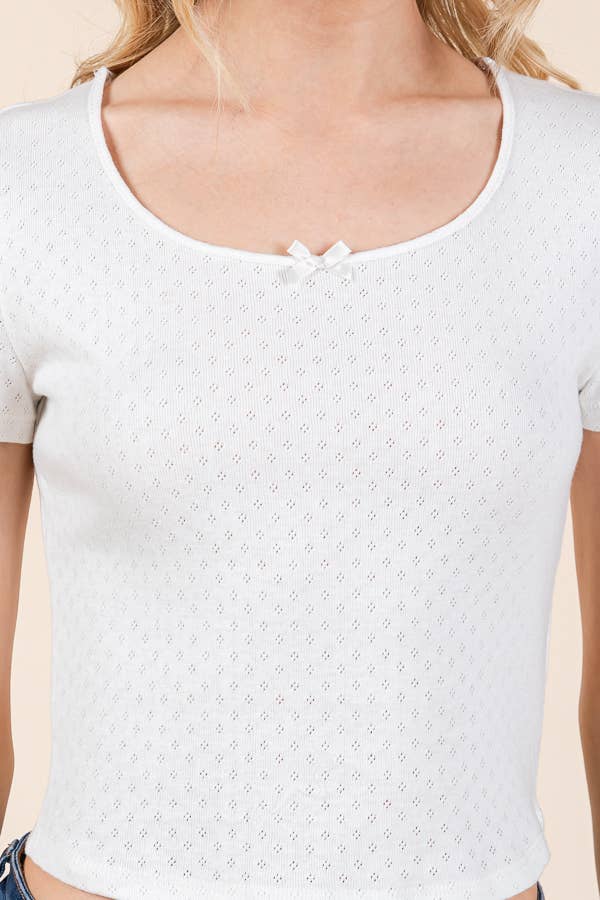 Short Sleeve Pointelle Tee