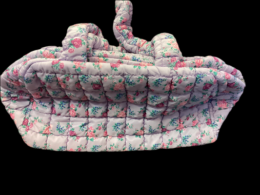 Lavender floral scrunchie duffle bag