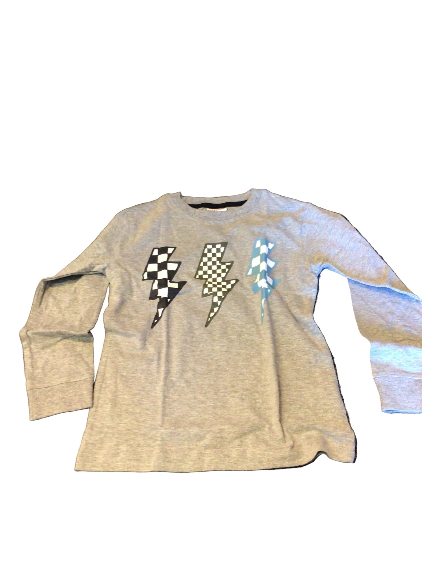 Mish heather grey check bolt long sleeve tshirt