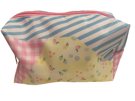 Floral patch work toiletry bag