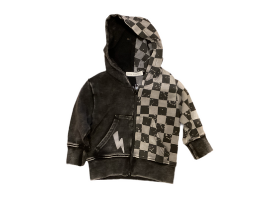 Little Mish black checked zip up sweatshirt