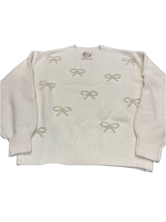 Ivory bow pearl sweater