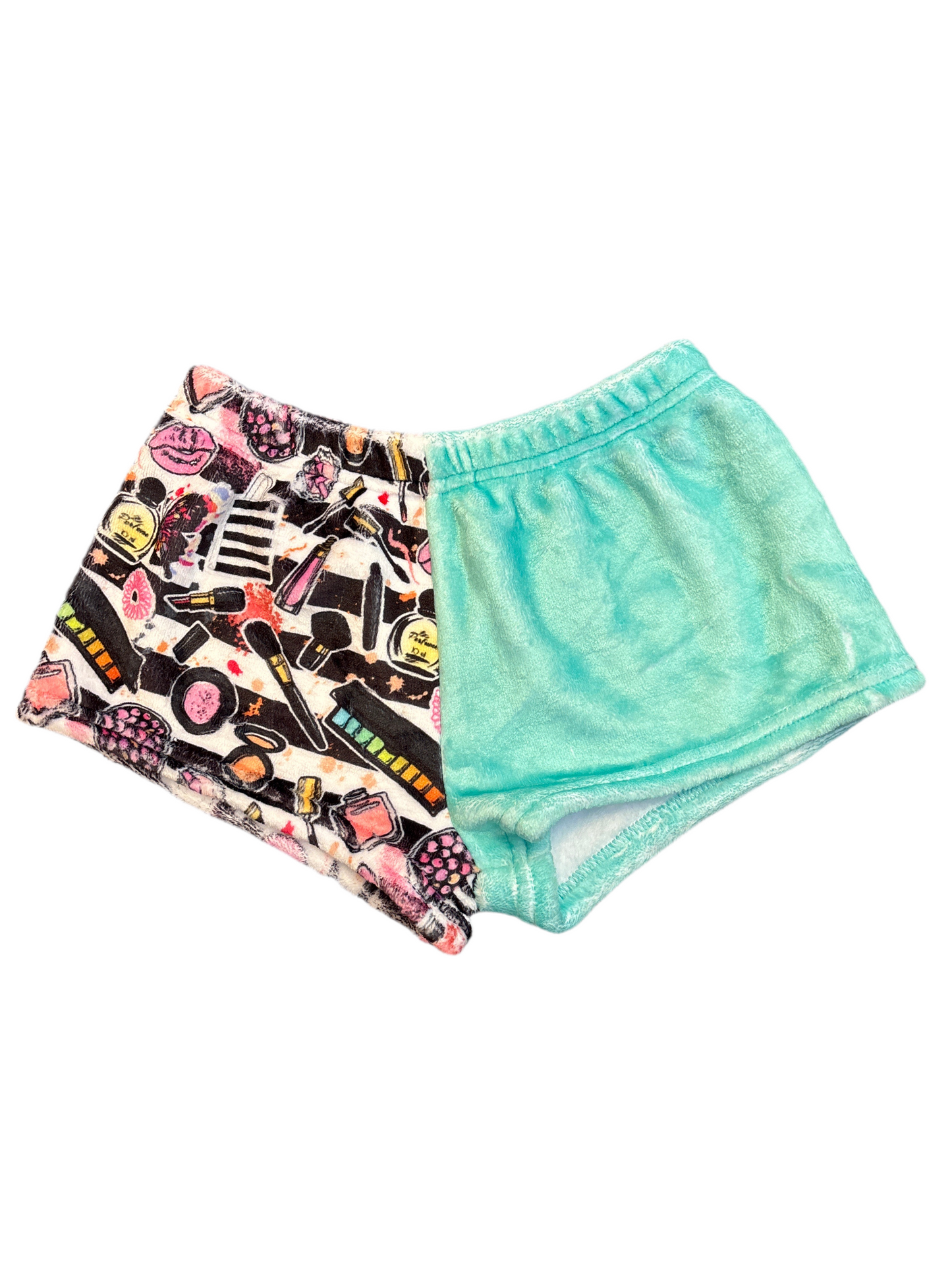 Makeup splatter fuzzy shorts