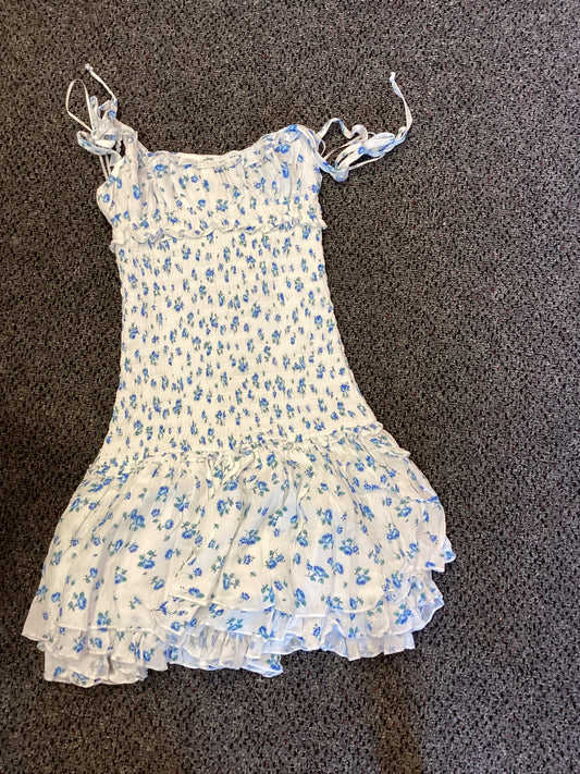 SM floral smocked ruffle mini dress