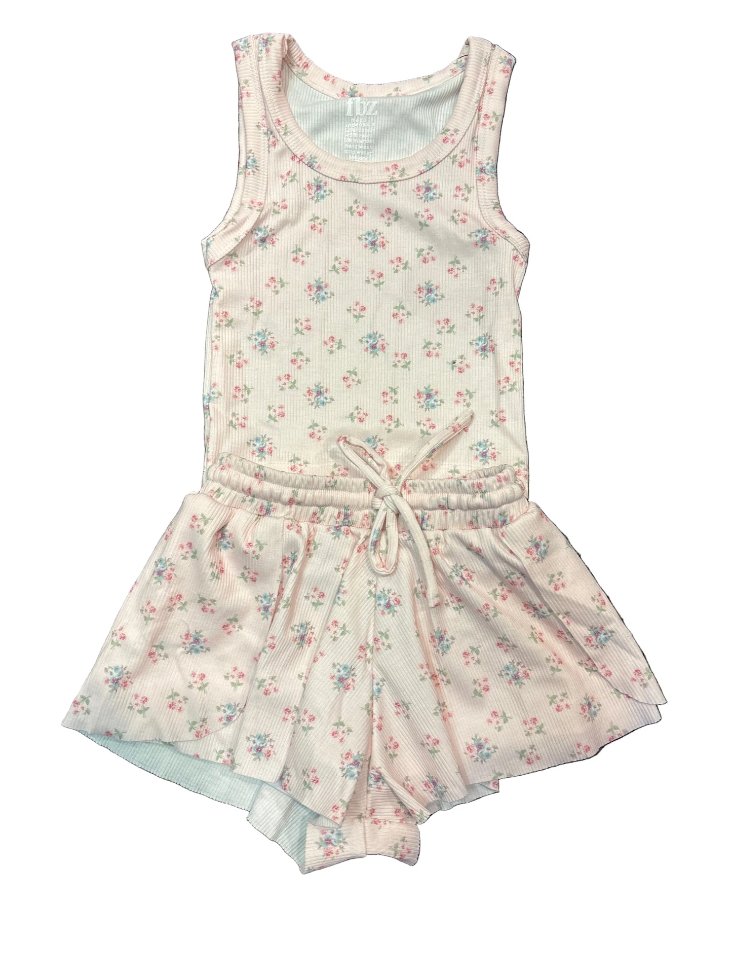 Pink multy color flower short set