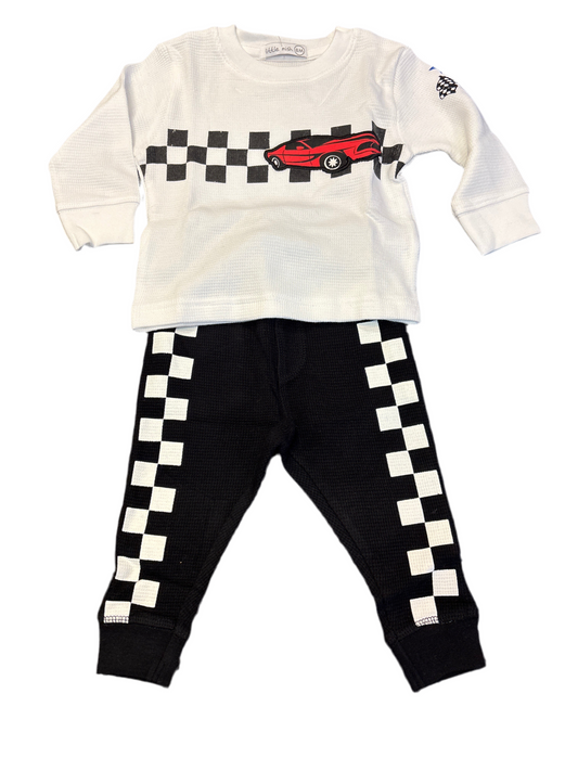 White racer check 2 pc set