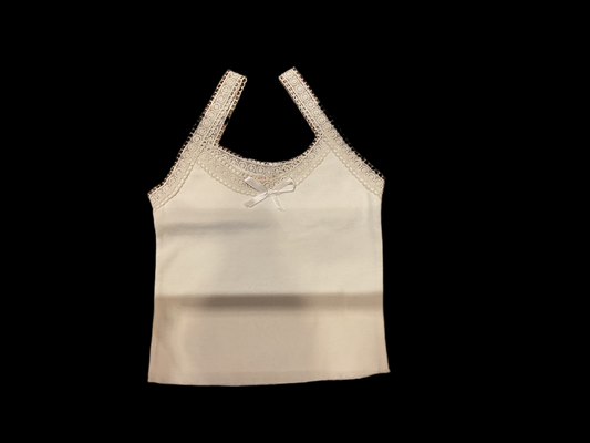 Vintage Havana white lace trim bow tank