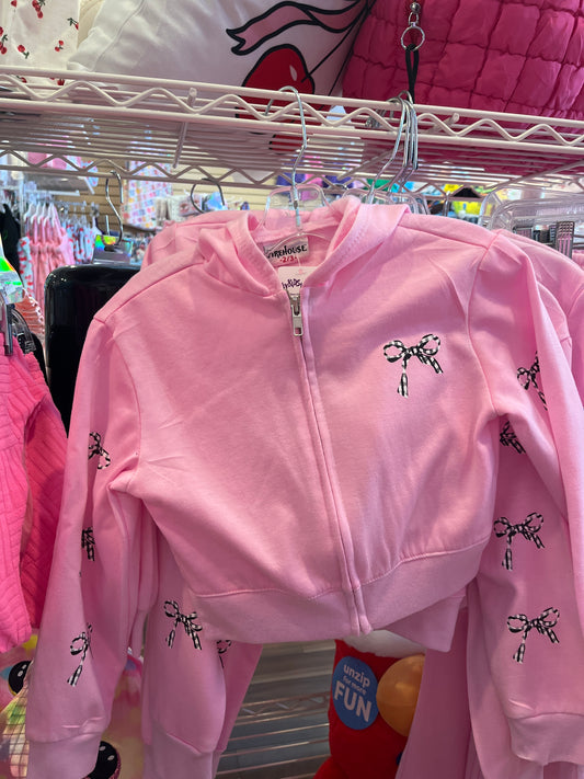 Firehouse light pink bow zipup