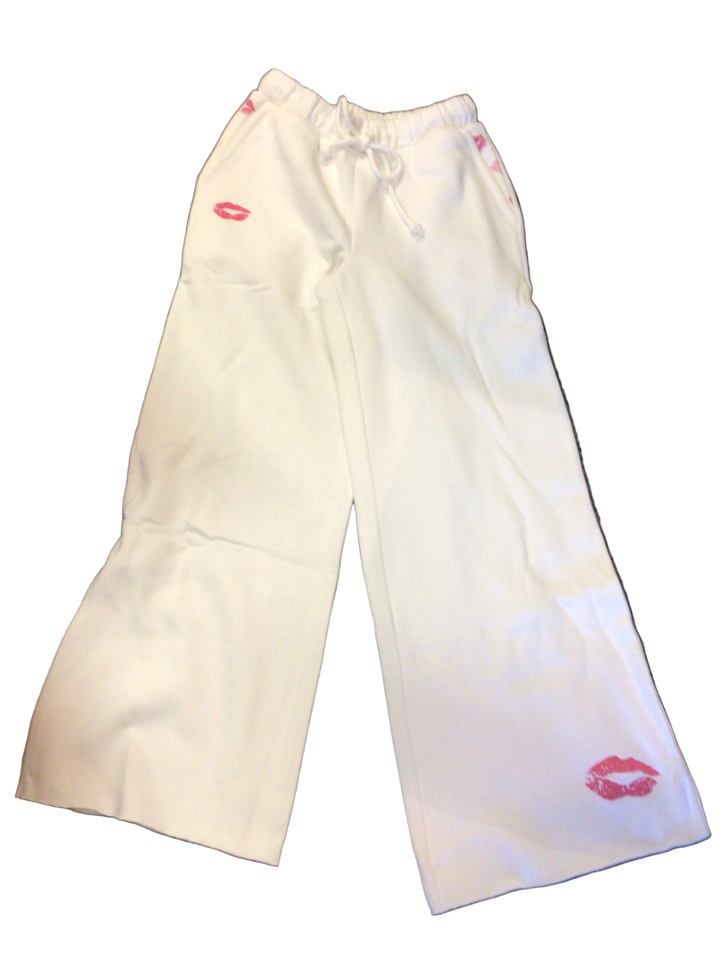 Katie J Tanner white sweatpant with lips