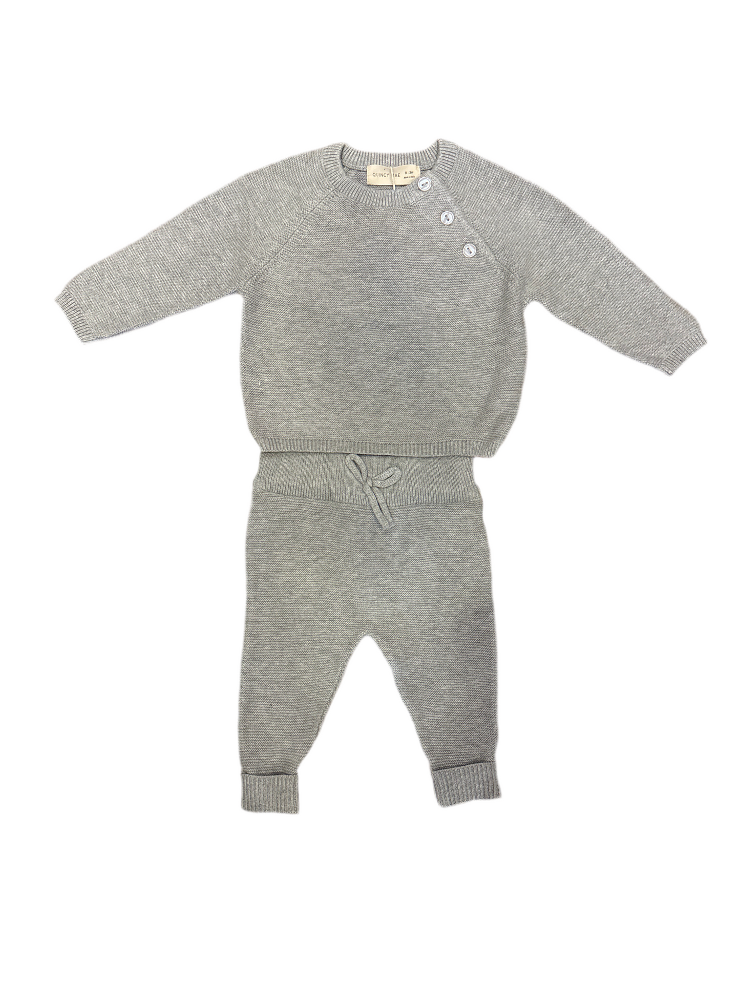 Heathered dusty blue knit pant and sweater