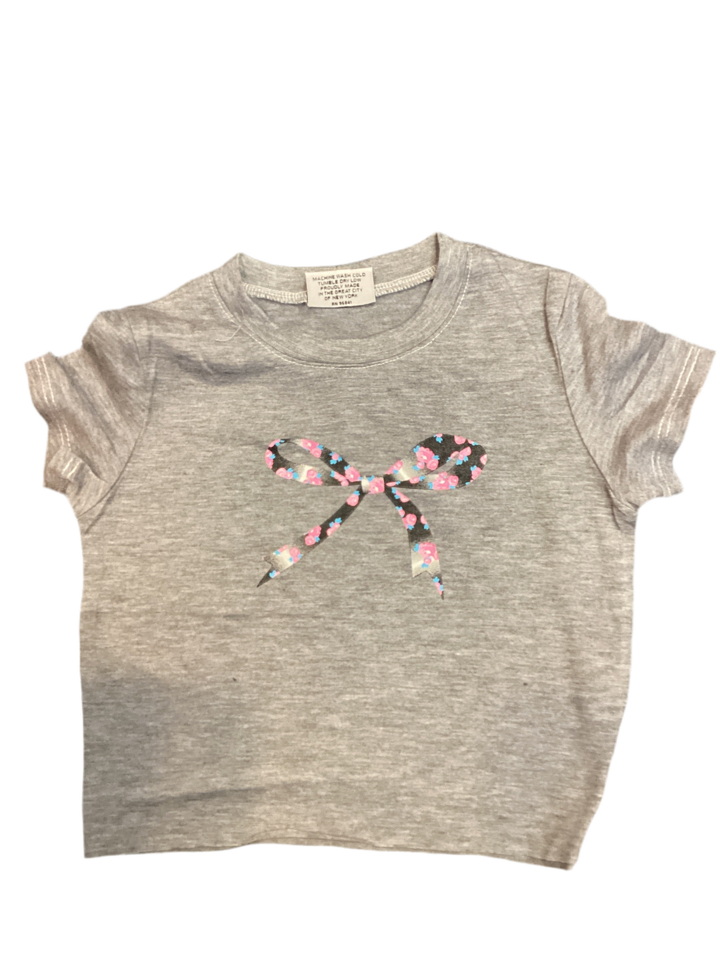 Firehouse grey flower bow tshirt