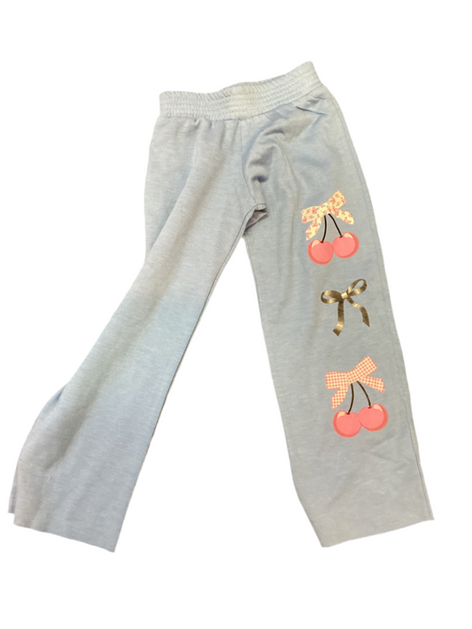 Firehouse blue cherries and bow sweatpant