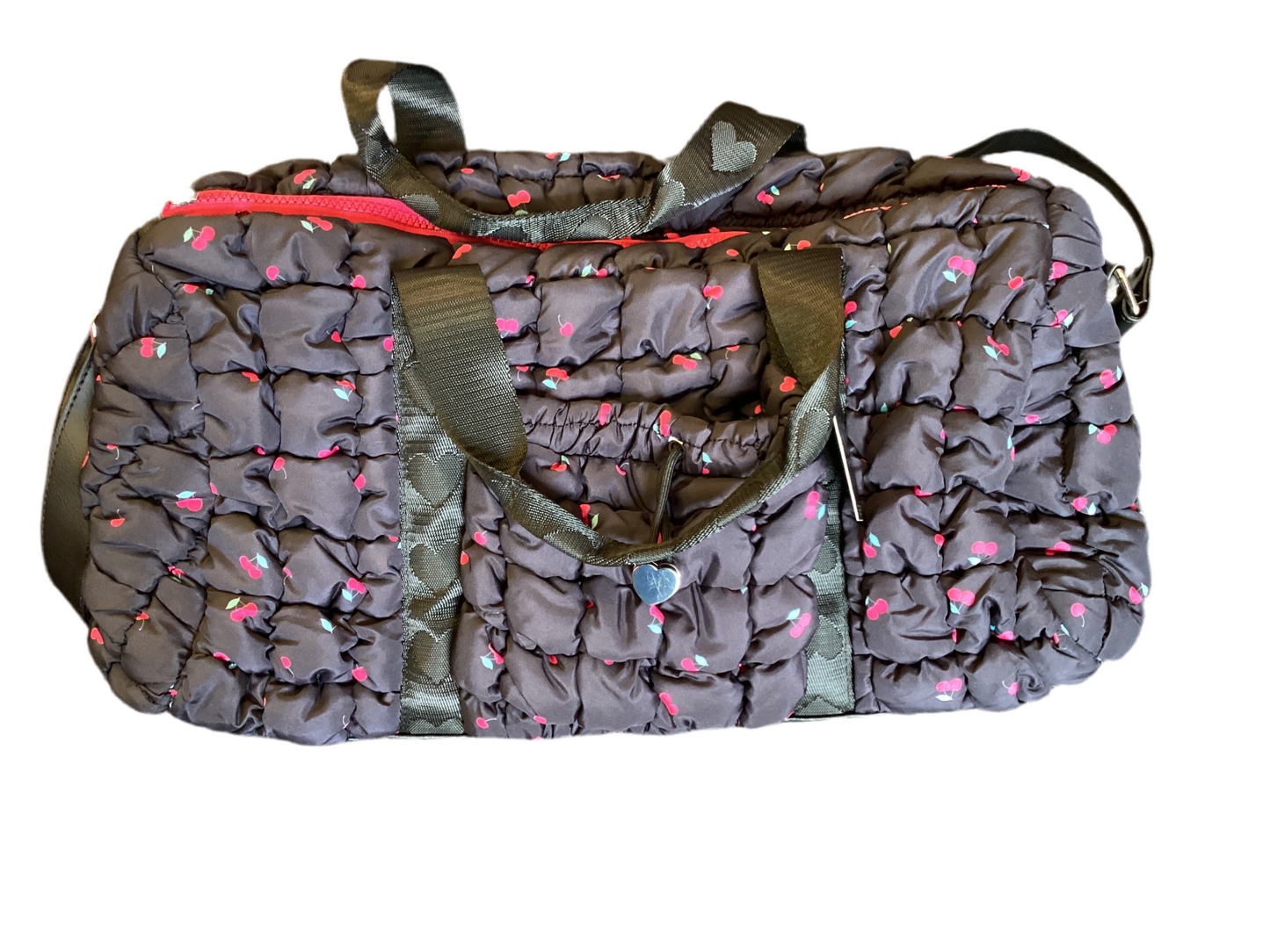 Cherry scrunchie duffle bag