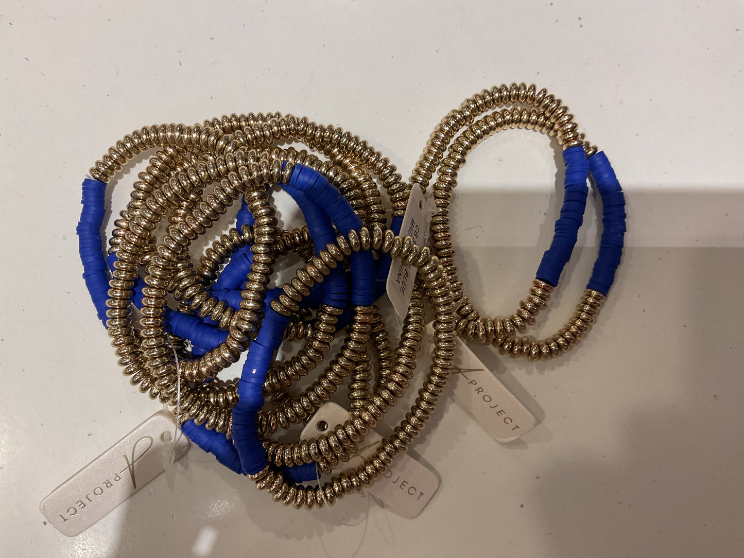 Blue and gold three bracelets in one