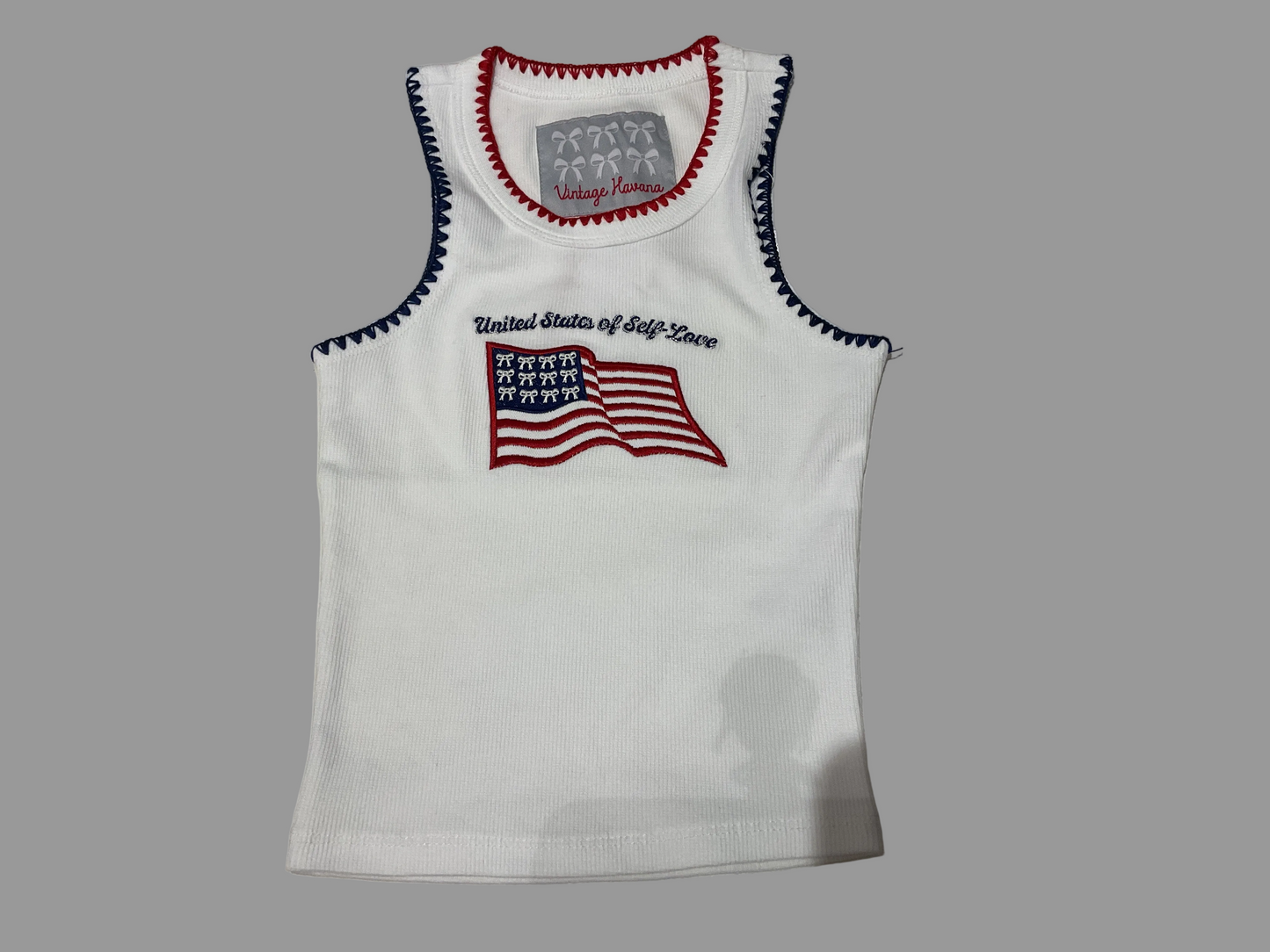 White self love whipstitch tank