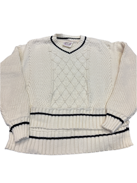 Cream/black vneck sweater