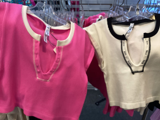 Love Tree Jr vneck crop rib top