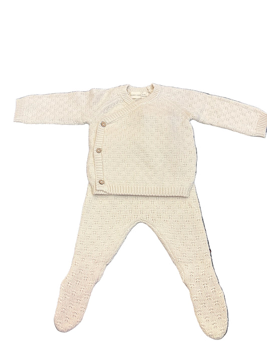 Natural knit wrap top & pant set