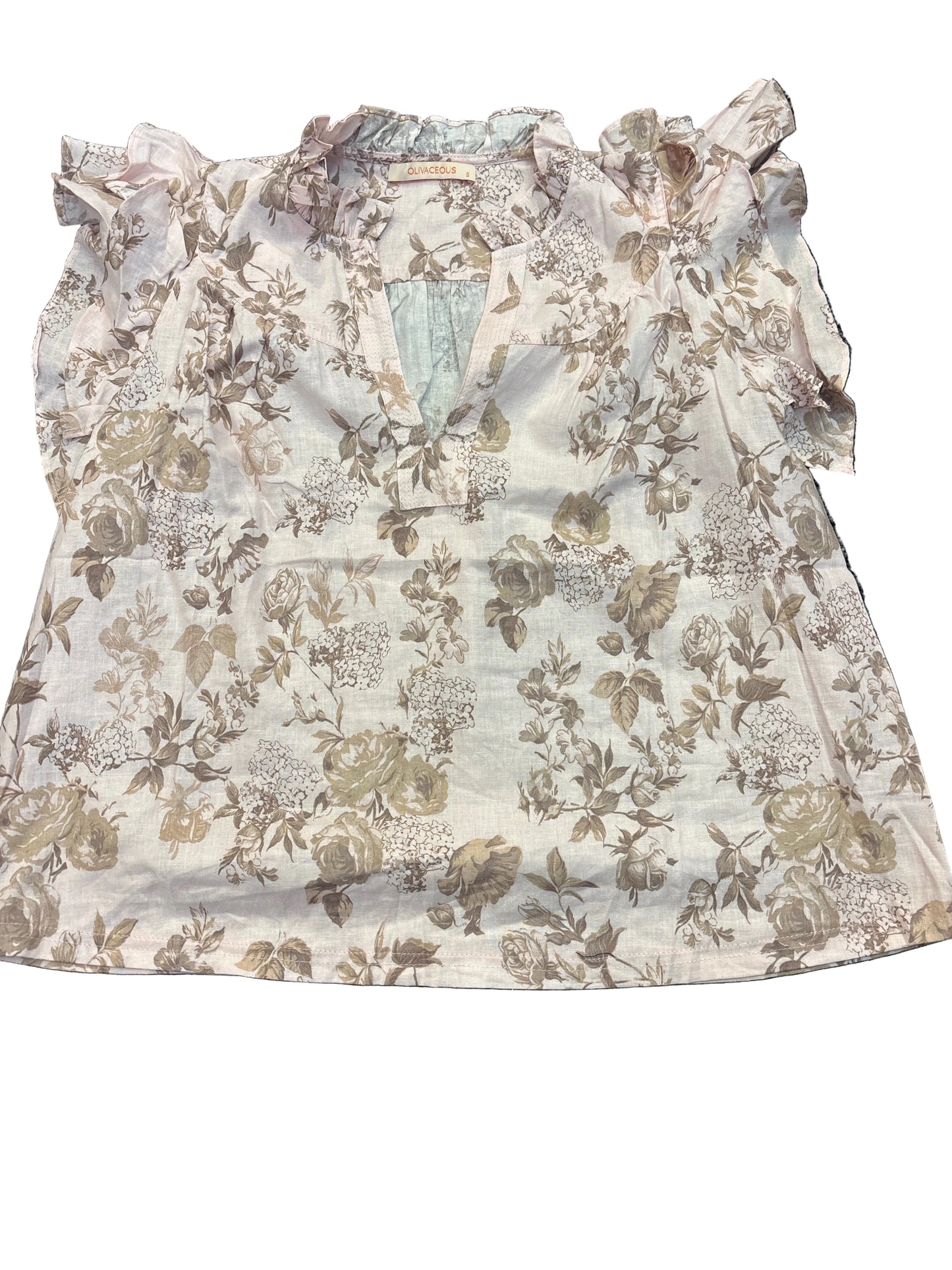 Blush khaki flower top