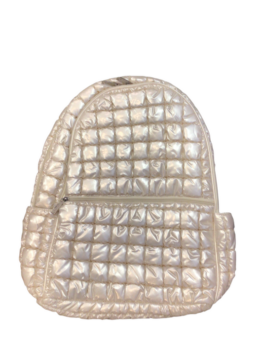 IScream pearl white shiny puffer backpack
