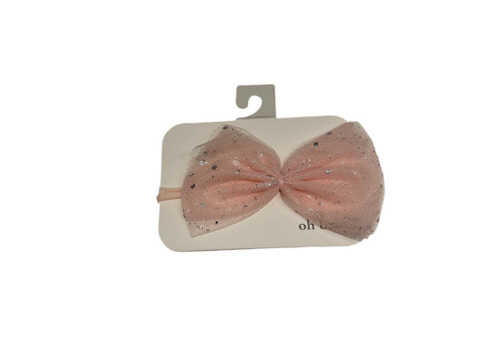 Oh baby pink silver fleck bow