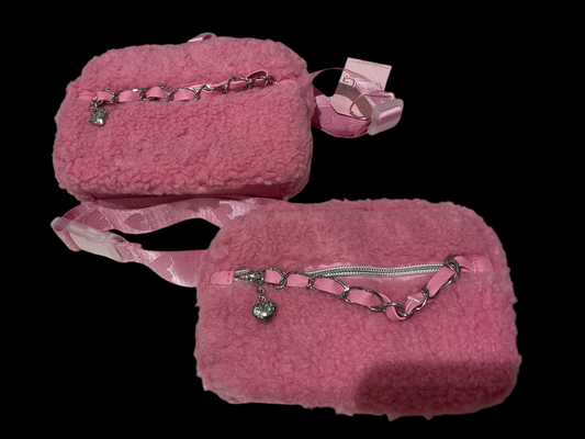 Pink sherpa fanny pack