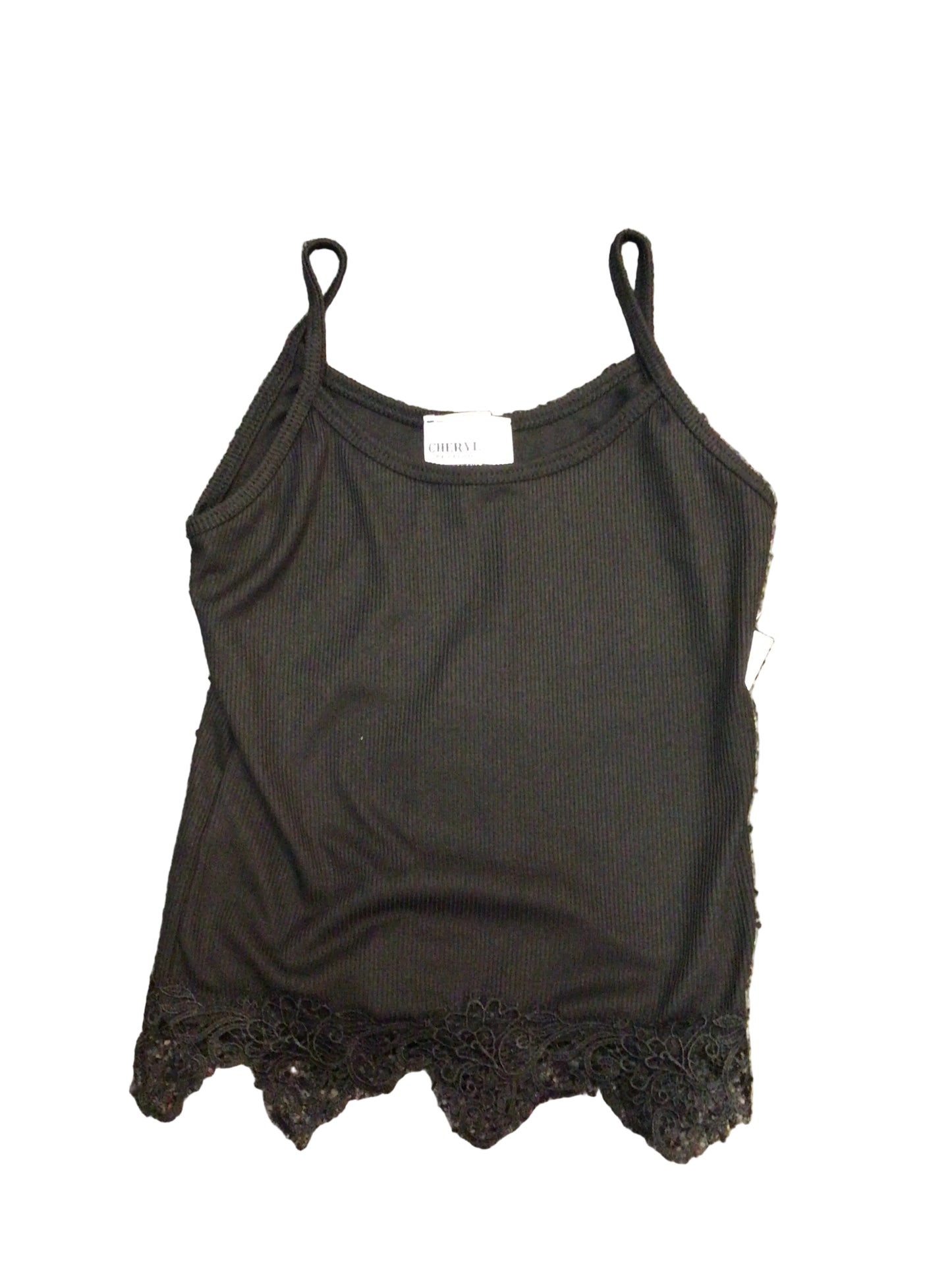 Cheryl black cami with lace trim