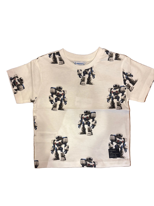 Cream robot tshirt