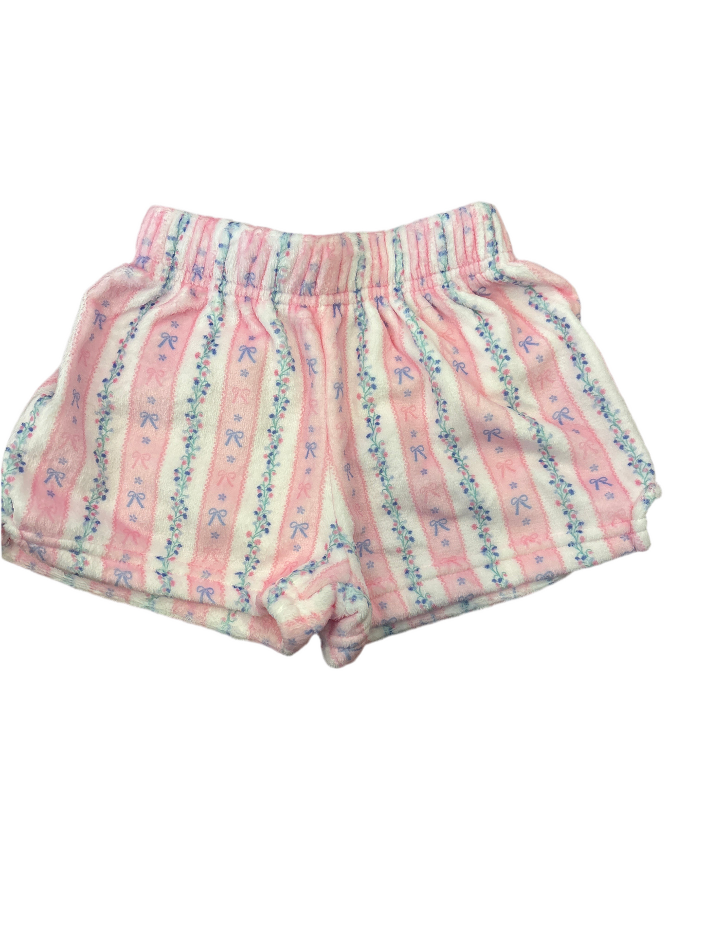 Floral stripes plush shorts