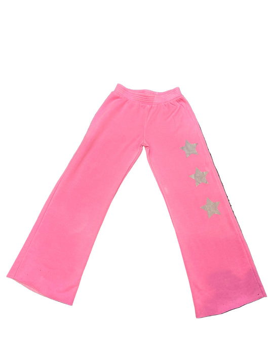 Hot Pink Open Bottom Sweat w Stars