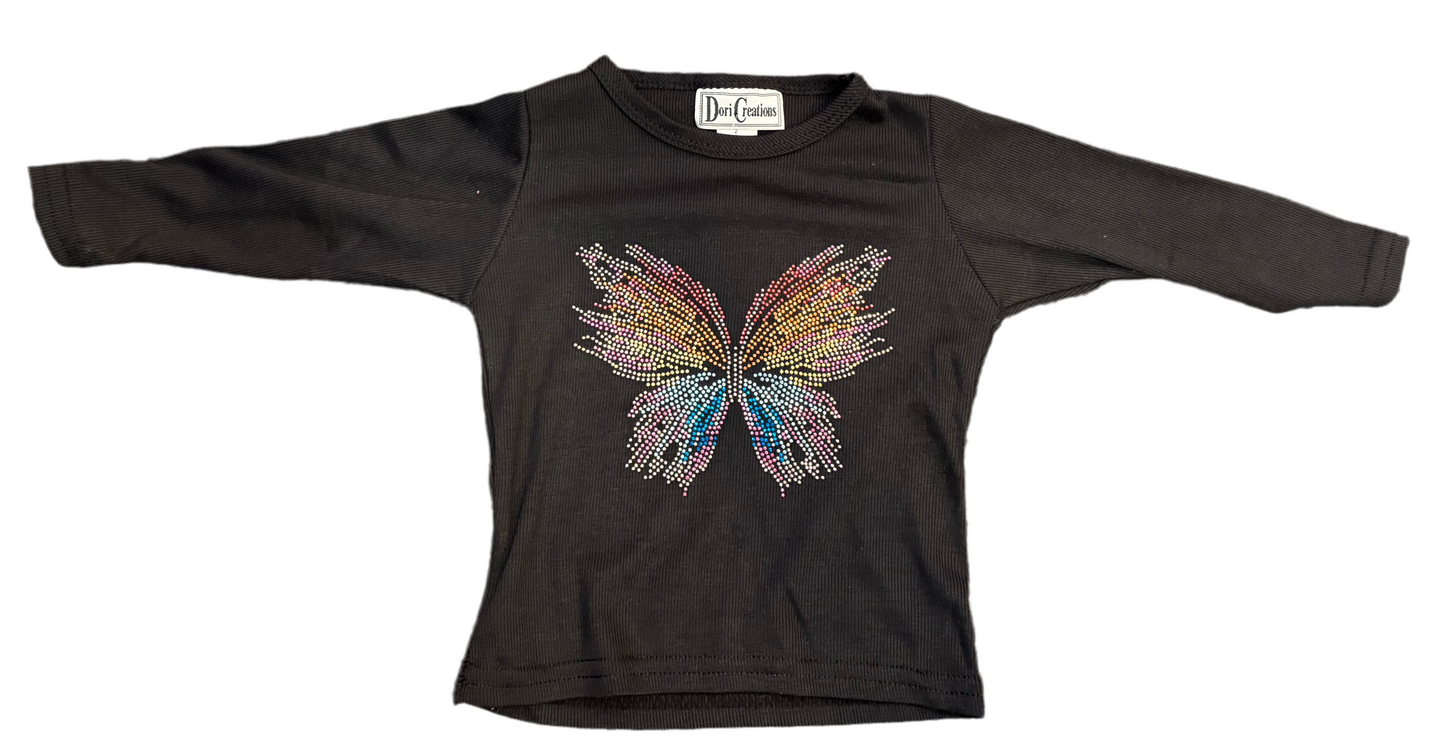 Black Long Sleeve w/ Multi Color Butterfly