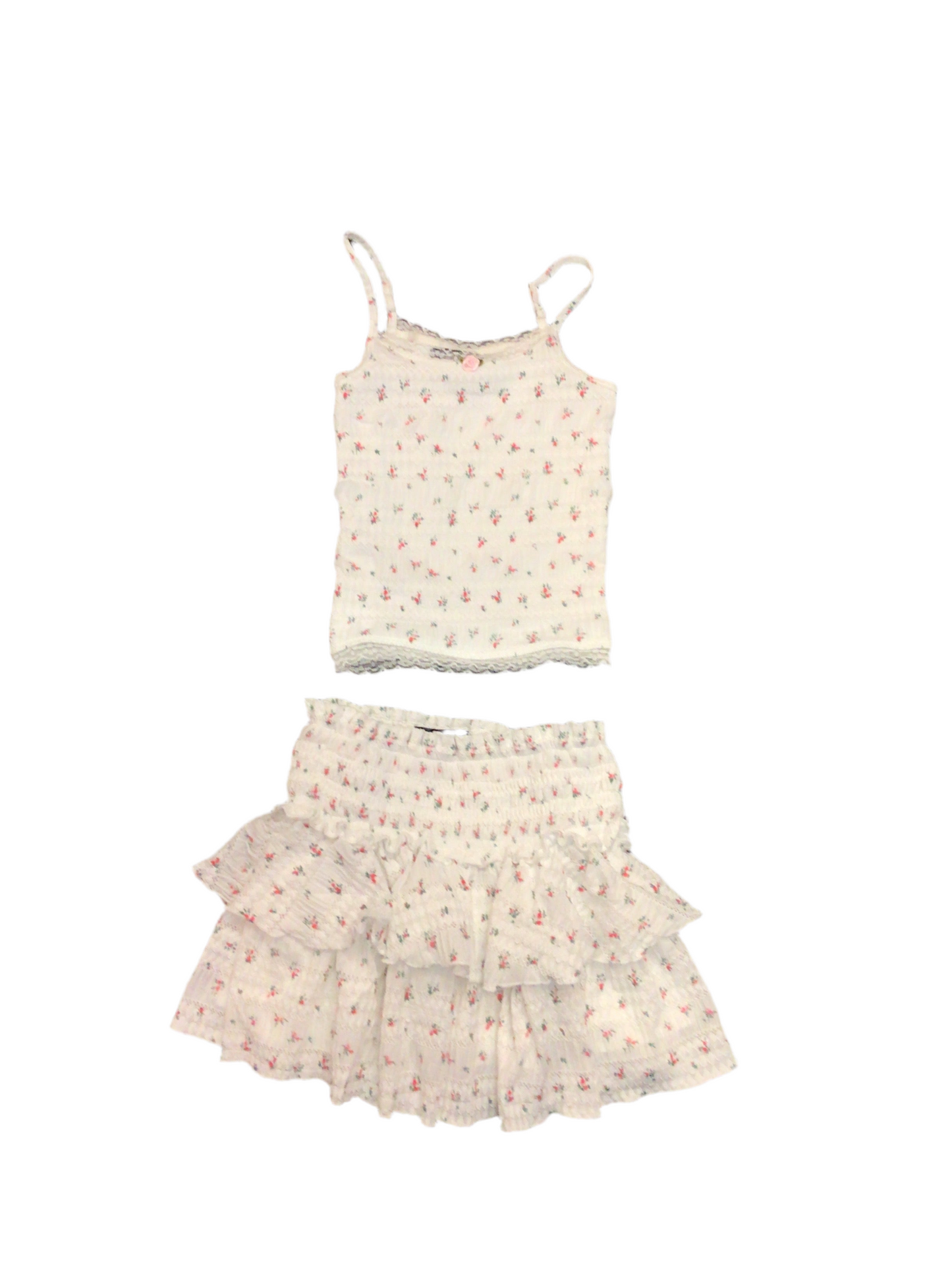 Flowers by Zoe  white flower stripe skirt set toddler