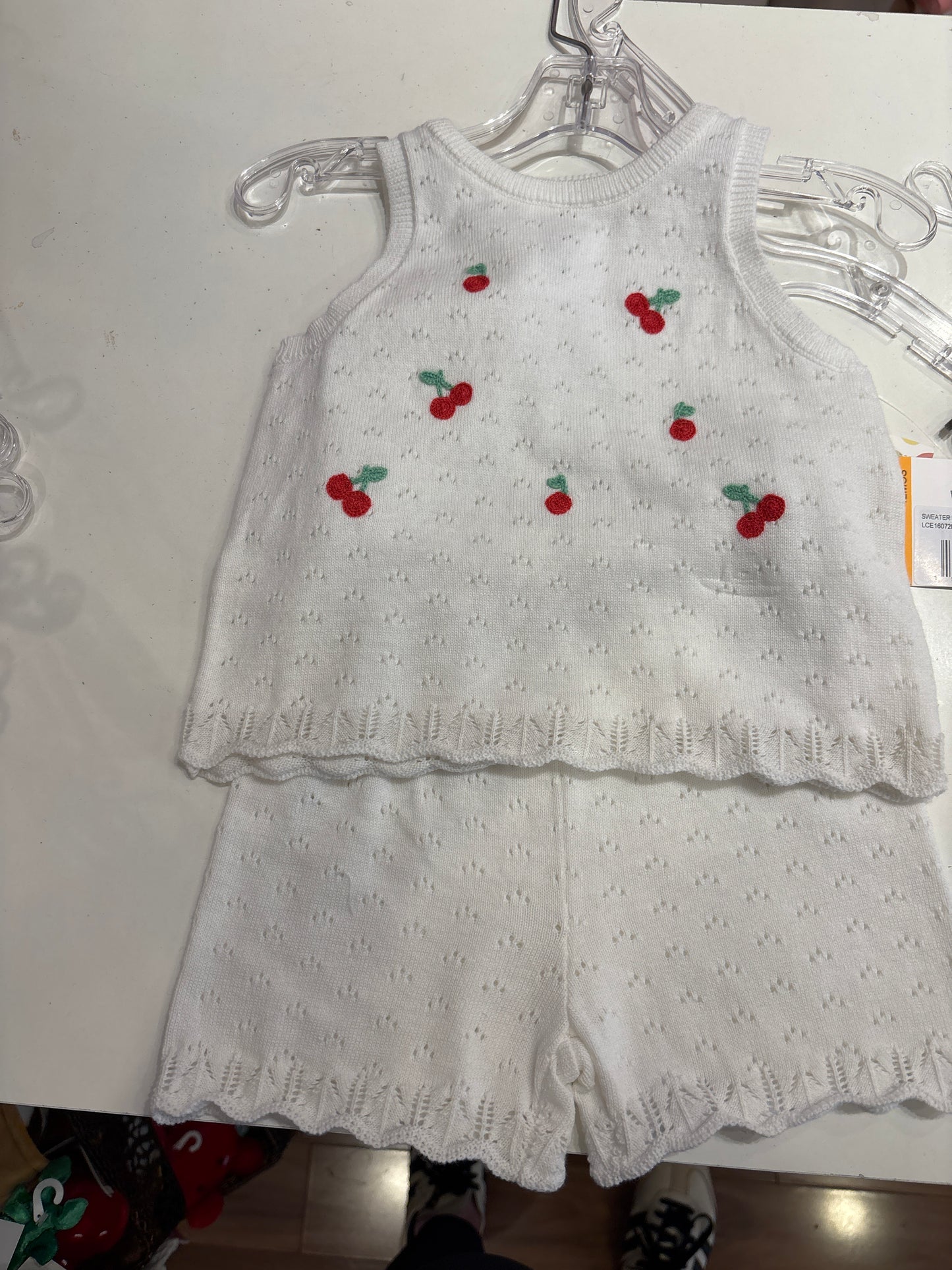 Little Me cherry sweater outfit